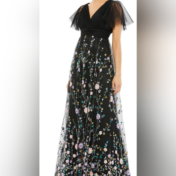 Mac Duggal Long Beaded Black Dress - Picture 1 of 6